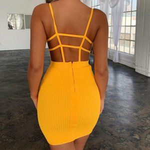 NWT Tiger Mist Lana Bodycon Dress Yellow/Orange